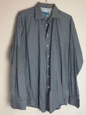 Egara Navy and White Pinstripe Dress Shirt